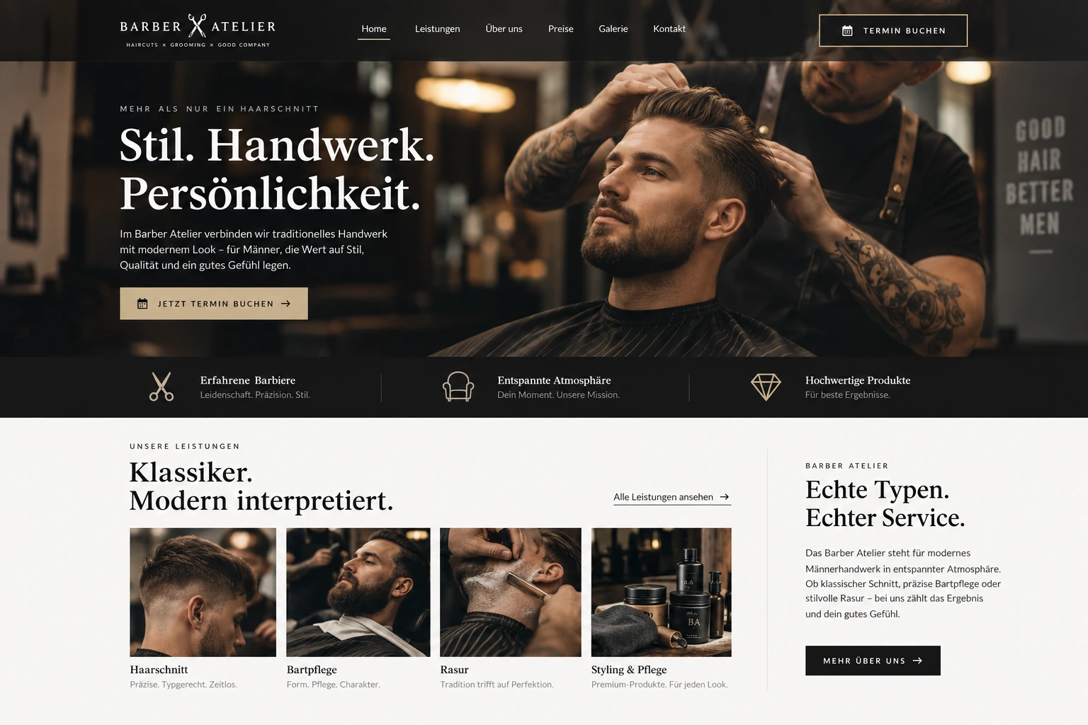 Designbeispiel: Website eines Barber-Ateliers