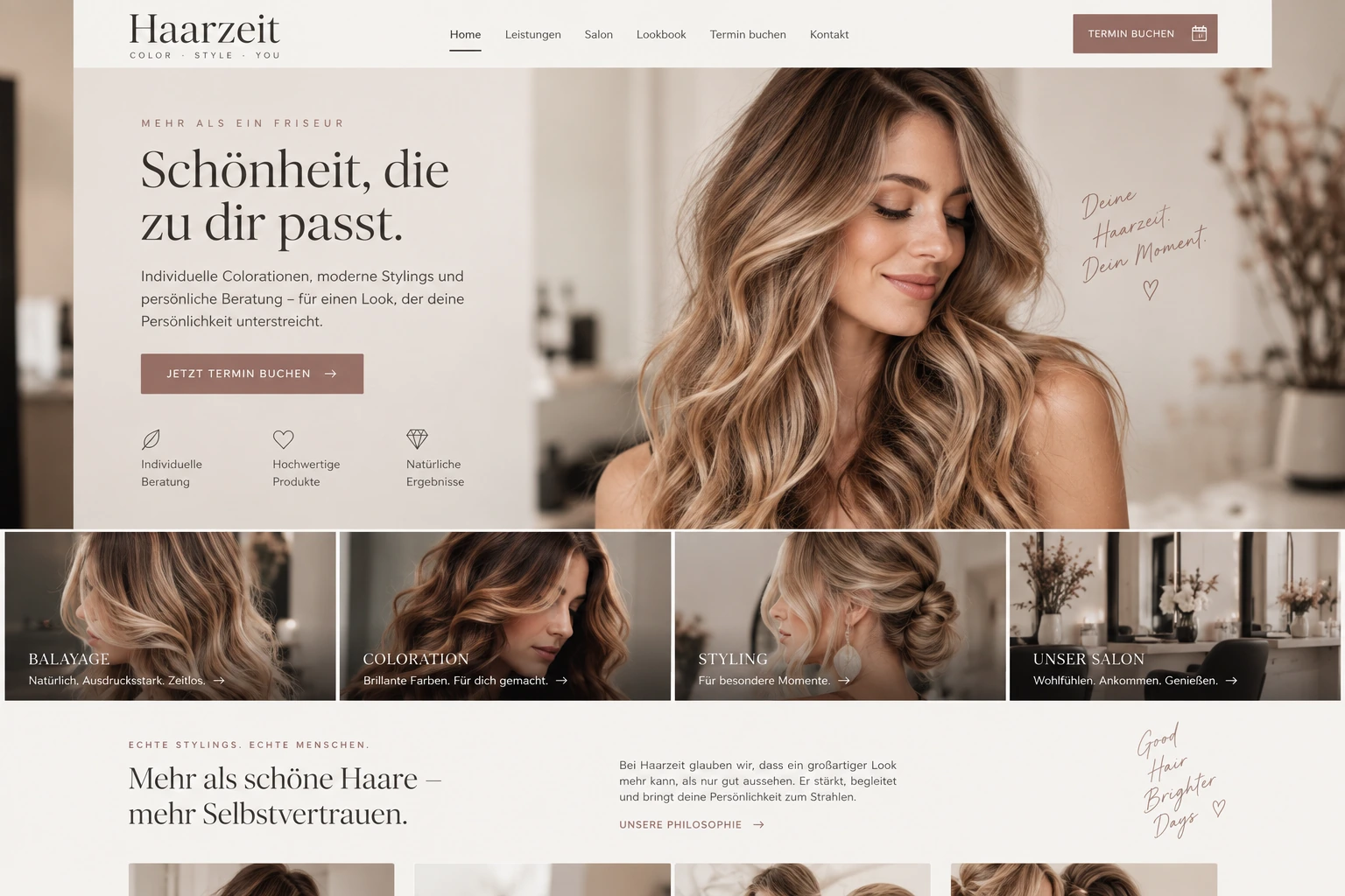 Designbeispiel: Website mit Fokus auf Coloration und Styling