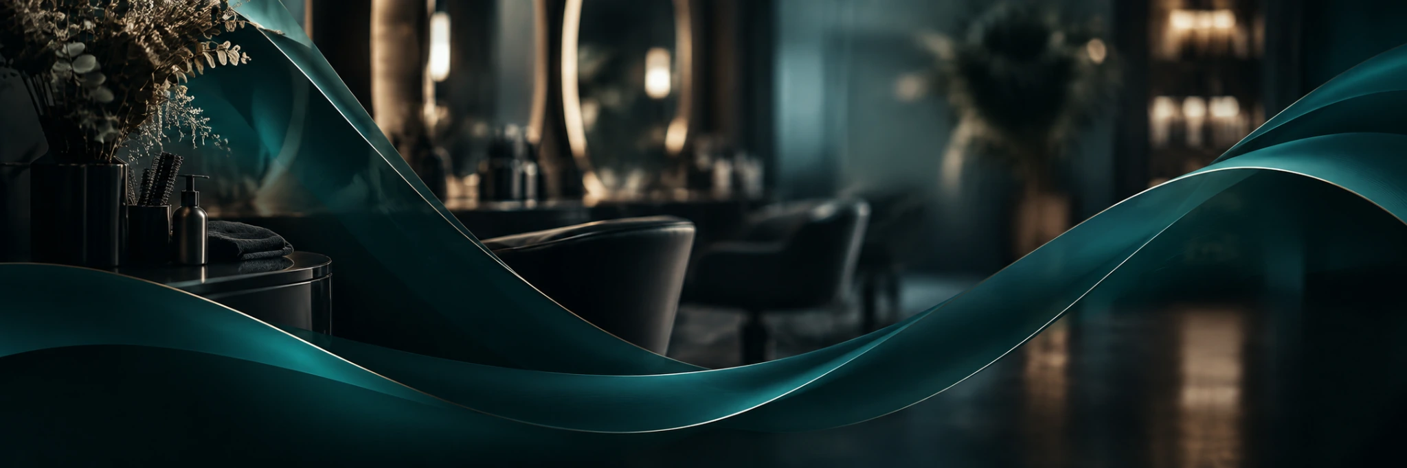 Friseursalon-Atmosphäre mit brandfarbener Welle