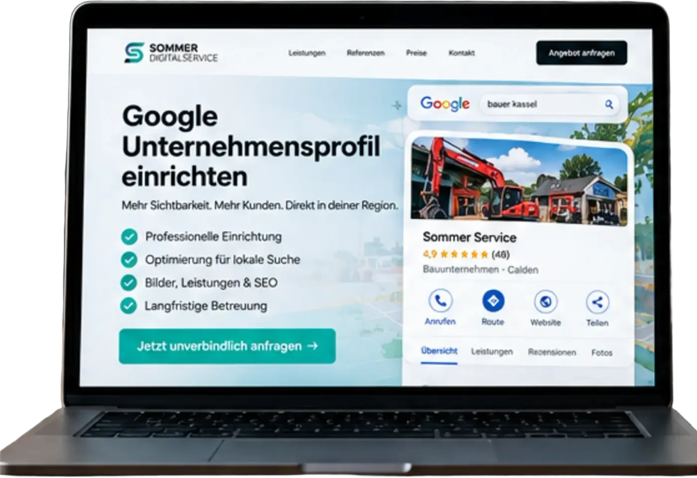 Website-Beispiel für Ihr Unternehmen auf einem Laptop