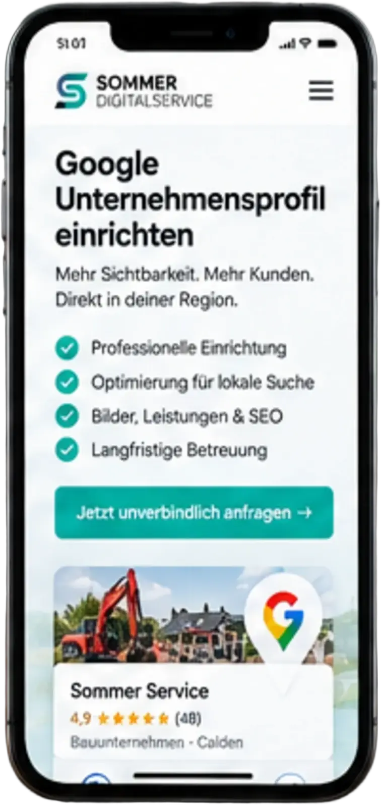 Website-Beispiel für Ihr Unternehmen auf einem Smartphone