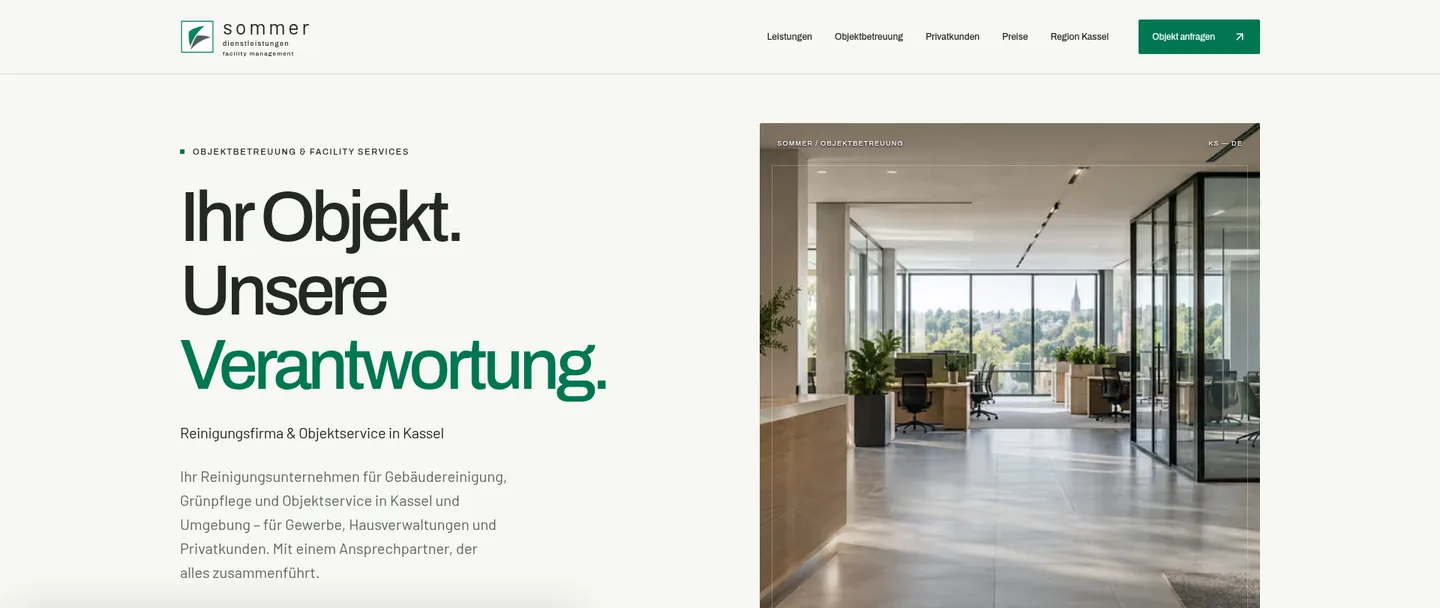 Startseite des Gebäudedienstleistungs-Projekts