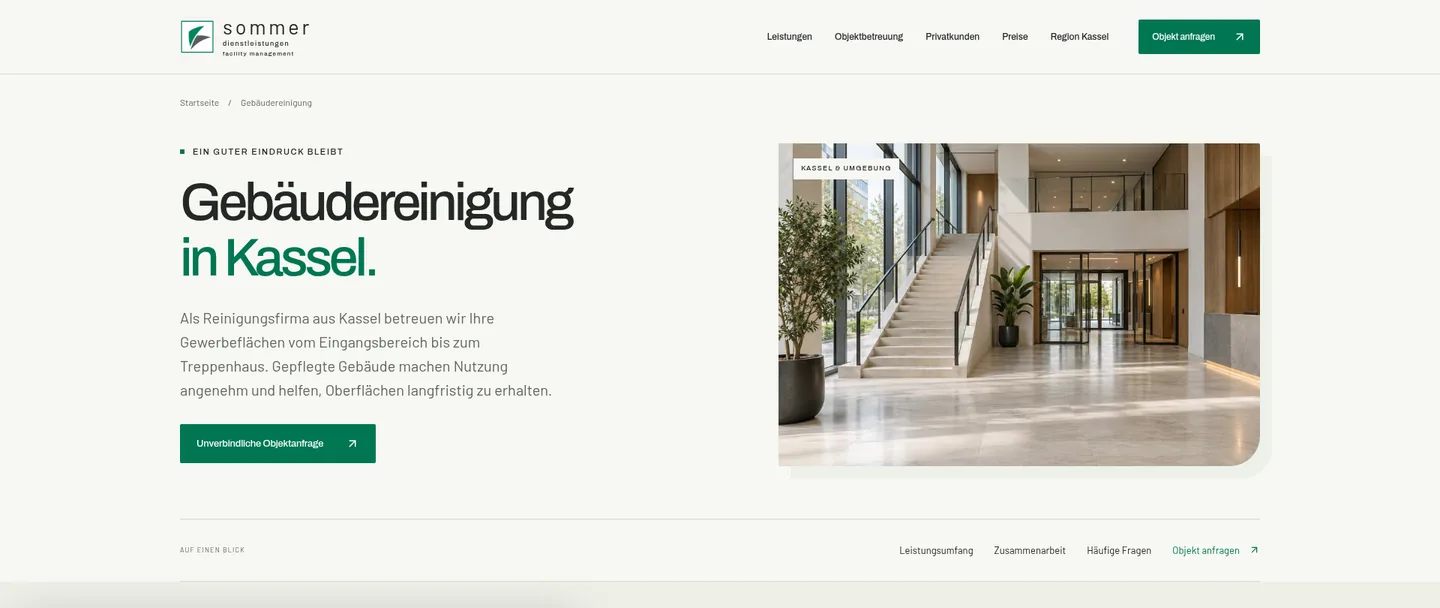 Leistungsseite Gebäudereinigung des Referenzprojekts